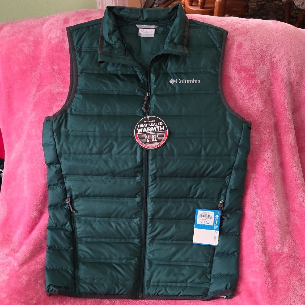 Men's (S) Columbia Lake 22 Down Forest Green Insulated Vest